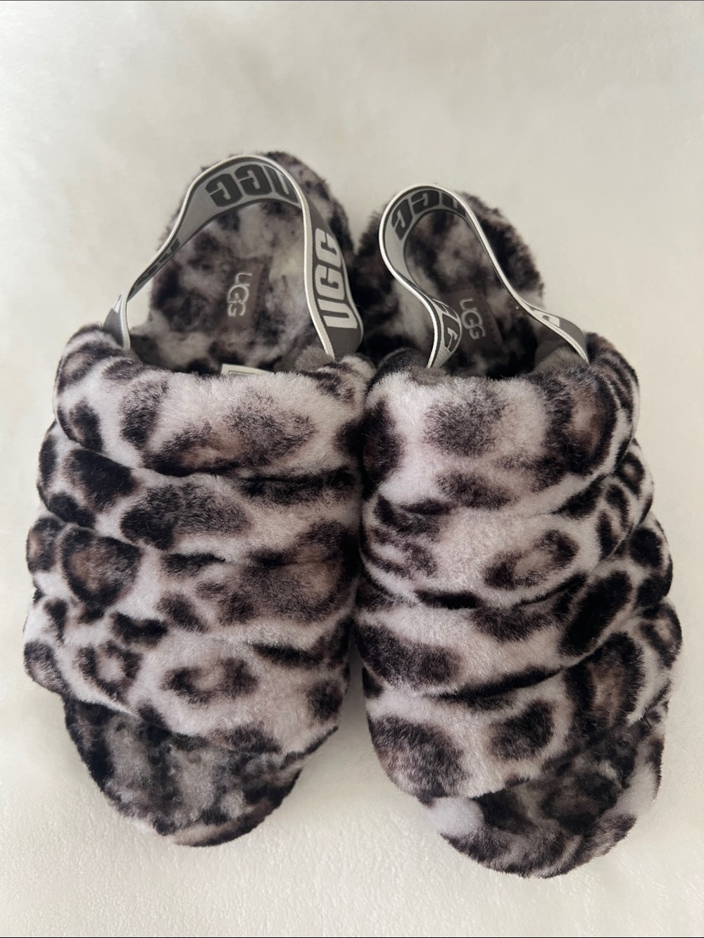 UGG Women's Leopard Print Faux-Fur Slide Slippers - Black & Gray